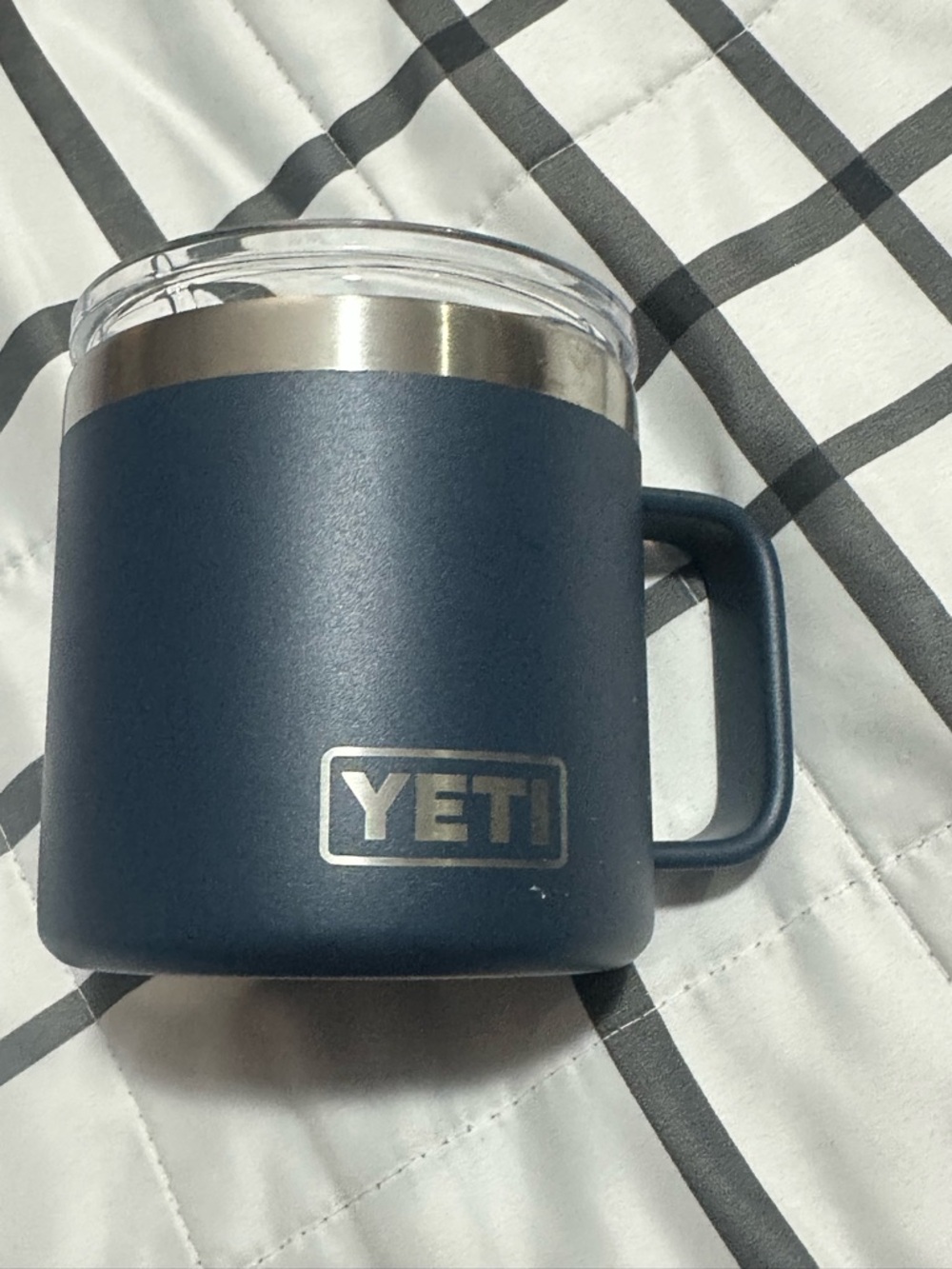 Yeti Navy Blue Insulated Mug with Handle and Clear Lid